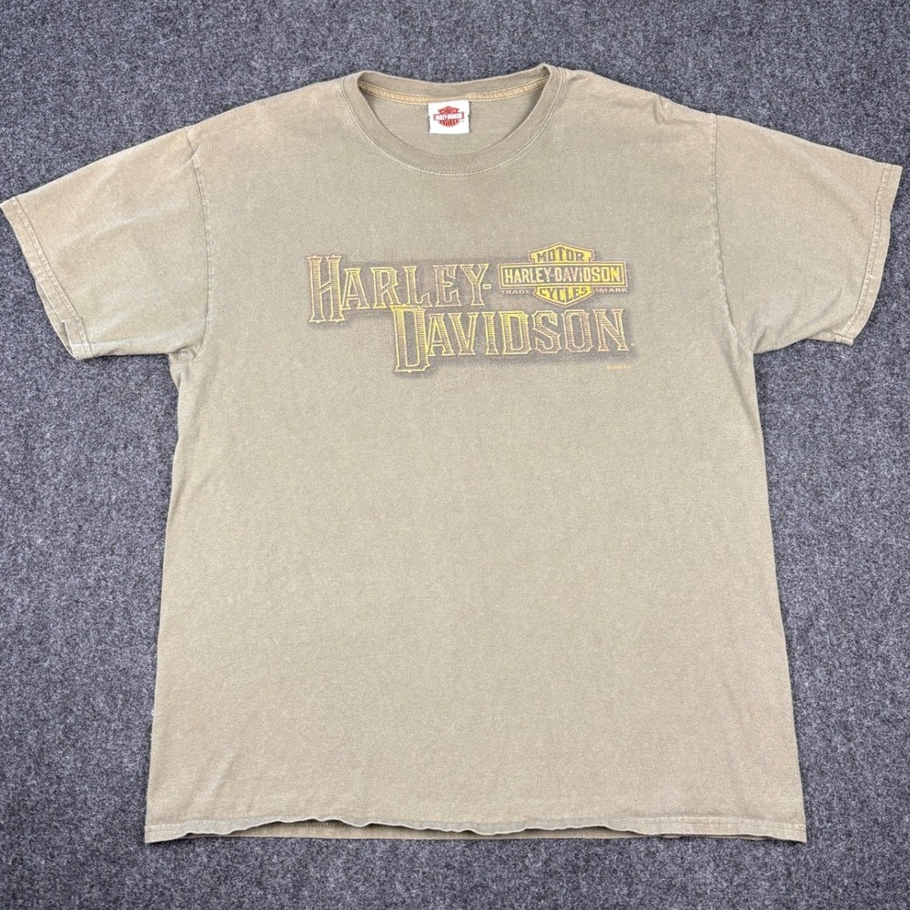 Harley Davidson Wabash Valley Terre Haute Indiana T-Shirt Hanes Beefy Green Sz L